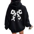 Cute Coquette Bow Game Day Soccer Mom Life Team Sports Women Oversized Hoodie Back Print Black