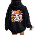 Cute Ghost Reading Book Pumpkins Fall Chocolate Halloween Women Oversized Hoodie Back Print Black