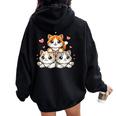 Cute Kawaii Cats Neko Kitten Cat Lover Girl Women Oversized Hoodie Back Print Black