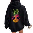 Da Sole Ananas Aloha Beaches Hawaii Hawaii Felpa con cappuccio oversize da donna con stampa posteriore Black