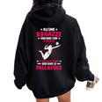 Divertente Pallavolo Dettoere Ragazze Giocano A Pallavolo Felpa con cappuccio oversize da donna con stampa posteriore Black