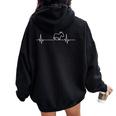 Donkey Lover Heartbeat Pulse Humor Felpa con cappuccio oversize da donna con stampa posteriore Black