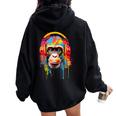 Donna Divertente Scimmia Anni '60 '70 Groovy Gorilla Hippie Ape Cool Monkey Con Collo A Felpa con cappuccio oversize da donna con stampa posteriore Black