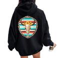 Donna Serape Cow Skull Print Sunflower Leopard Turquoise Con Collo A Felpa con cappuccio oversize da donna con stampa posteriore Black