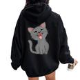 Donna Graziosa Maglietta A Forma Di Gatto Per Mamma Di Gatto Con Collo A Felpa con cappuccio oversize da donna con stampa posteriore Black