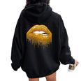 Donna Sexy Girls Graphic Lips Printed Lips Con Collo A Felpa con cappuccio oversize da donna con stampa posteriore Black