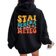 Donna Stai Serena Lo Dici Al Meteo Divertente Ragazzo Ragazza Fun Con Collo A Felpa con cappuccio oversize da donna con stampa posteriore Black