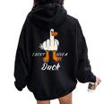 I Don't Give A Duck Medio Finger Offensive Rude Duck Felpa con cappuccio oversize da donna con stampa posteriore Black