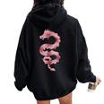Dragon Japonais Fleur De Cerisierintage Fille Maman Sweat à capuche oversize pour femme avec imprimé dans le dos Black
