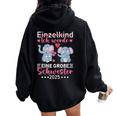 Einzelkind Ich Werde Eine Große Schwester 2025 Elefante Felpa con cappuccio oversize da donna con stampa posteriore Black