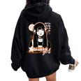 Elegante Ragazza Y2k Con Cuffie Felpa con cappuccio oversize da donna con stampa posteriore Black
