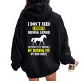 Equestrian I Don't Need A Knight Shining Armor Riding Horse Women Oversized Hoodie Back Print Black