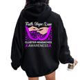 Faith Hope Love Purple Butterfly Cluster Headaches Awareness Women Oversized Hoodie Back Print Black