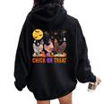 Fall Halloween Chicken Pumpkin Chick Or Treat Spooky Women Oversized Hoodie Back Print Black