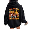 Fall In Love With Learning Teacher Autumn Pumpkin Women Oversized Hoodie Back Print Black