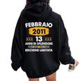 Febbraio 2011 13 Anni Compleanno Ragazza Ragazzo 2011 Felpa con cappuccio oversize da donna con stampa posteriore Black