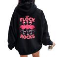 Our Flock Rocks Flamingo Fun Group Matching Women Oversized Hoodie Back Print Black