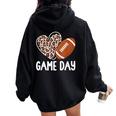 Football Game Day Leopard Cheetah Game Day Football Women Oversized Hoodie Back Print Black