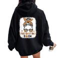 Friends Giving 2024 Thanksgiving Friendsgiving Messy Bun Women Oversized Hoodie Back Print Black