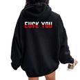 Fuck You Love You Love Hate Relationship Citazione Sarcastica Felpa con cappuccio oversize da donna con stampa posteriore Black