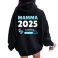 Futura Mamma 2025 Loading Mamma In Attesa Di Un Bambino Felpa con cappuccio oversize da donna con stampa posteriore Black