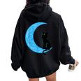 Gatto Nero Mezzaluna Luna Seemann Mama Felpa con cappuccio oversize da donna con stampa posteriore Black
