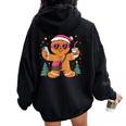 Gingerbread Man Cookie Santa Claus Hat Christmas Boys Girls Women Oversized Hoodie Back Print Black