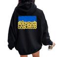 Girasol Bandera Ucrania Lindo Floralintage Ucrania Women Oversized Hoodie Back Print Black