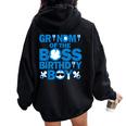 Grandma Of The Boss Birthday Boy Baby Family Decorations Women Oversized Hoodie Back Print Black