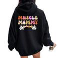 Groovy Muscle Mommy Funda Para Bomba De Gimnasio Levantamiento De Pesas Women Oversized Hoodie Back Print Black