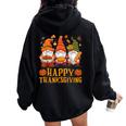 Happy Thanksgiving Fall Autumn Thanksgiving Gnomes Gnomie Women Oversized Hoodie Back Print Black