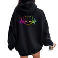 Heartbeat Cat Pour Hommes Et S Enfants Chatons Amoureux Des Chats Drôles Et Mignons Sweat à capuche oversize pour femme avec imprimé dans le dos Black