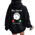 My Horse Is Calling And I Must Go Fun Horse Lover Equestrian Women Oversized Hoodie Back Print Black