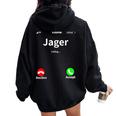 Jager Sta Chiamando Cool Sarcastico Felpa con cappuccio oversize da donna con stampa posteriore Black