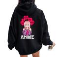 Just A Girl Who Loves Anime Otaku Kawaii Anime Ragazza Felpa con cappuccio oversize da donna con stampa posteriore Black