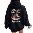 Just A Girl Who Loves Horses Vintage Horse Women Oversized Hoodie Back Print Black