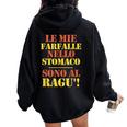 Le Mie Farfalle Nello Stomaco Sono Al Ragù Frase Ironica Felpa con cappuccio oversize da donna con stampa posteriore Black