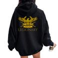 Legionario Ancient Rome Legion Eagle Spqr Roman History Felpa con cappuccio oversize da donna con stampa posteriore Black