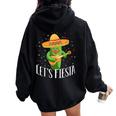 Let's Fiesta Cactus Sombrero Cappello Messicano Party Outfit Felpa con cappuccio oversize da donna con stampa posteriore Black