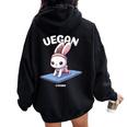 Lindo Conejito Fitnessegano Divertido Es Gimnasio Entrenamientos Women Oversized Hoodie Back Print Black