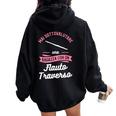 Mai Sottovalutare Un Ragazza Con Un Flauto Traverso Felpa con cappuccio oversize da donna con stampa posteriore Black