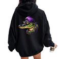 Mardigator Mardi Gras Alligator Costume Mardi Gras Women Oversized Hoodie Back Print Black