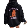 Marmot Queen Marmotta Con Maiale A Terra Con Collo A Felpa con cappuccio oversize da donna con stampa posteriore Black