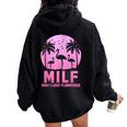 MILF Man I Love Flamingos Flamingo Lover Felpa con cappuccio oversize da donna con stampa posteriore Black