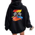 Mom Of The Birthday Boy Race Car Birthday Party Racing Cute Women Oversized Hoodie Back Print Black