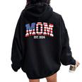 Mom Dad Us Flag 4Th Of July Wedding Couples Matching Women Oversized Hoodie Back Print Black