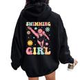 Nuotatrice Nuotatrice Groovy Nuotatrice Felpa con cappuccio oversize da donna con stampa posteriore Black