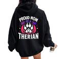 Orgoglioso Mamma Di Un Therian Furries Otherkin Nonhuman Fursona Felpa con cappuccio oversize da donna con stampa posteriore Black
