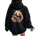 Orso Mamma Con Orsi Bambini Orsi Babies Orsi Famiglia Felpa con cappuccio oversize da donna con stampa posteriore Black