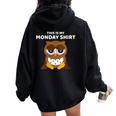 Owl Party Weekend Monday Tired Bad Mood Women Oversized Hoodie Back Print Black